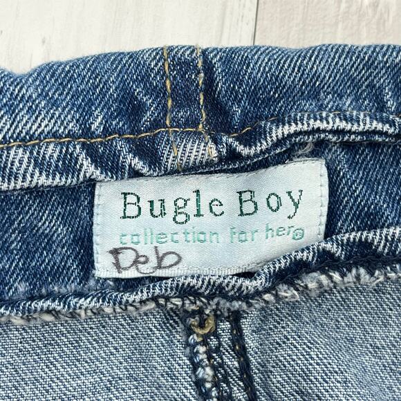 Bugle Boy Floral Embroidered Blue Denim Pockets Cottage Summer Vintage Skirt 16 - Picture 5 of 9